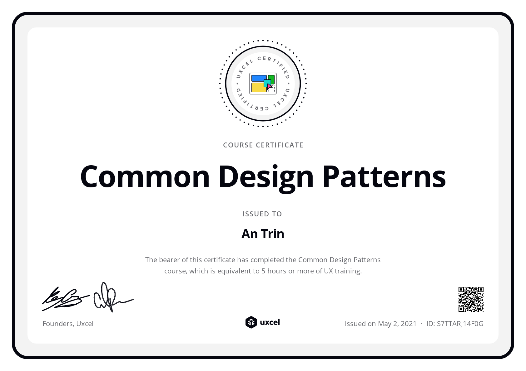 Linh Trinh's certificate